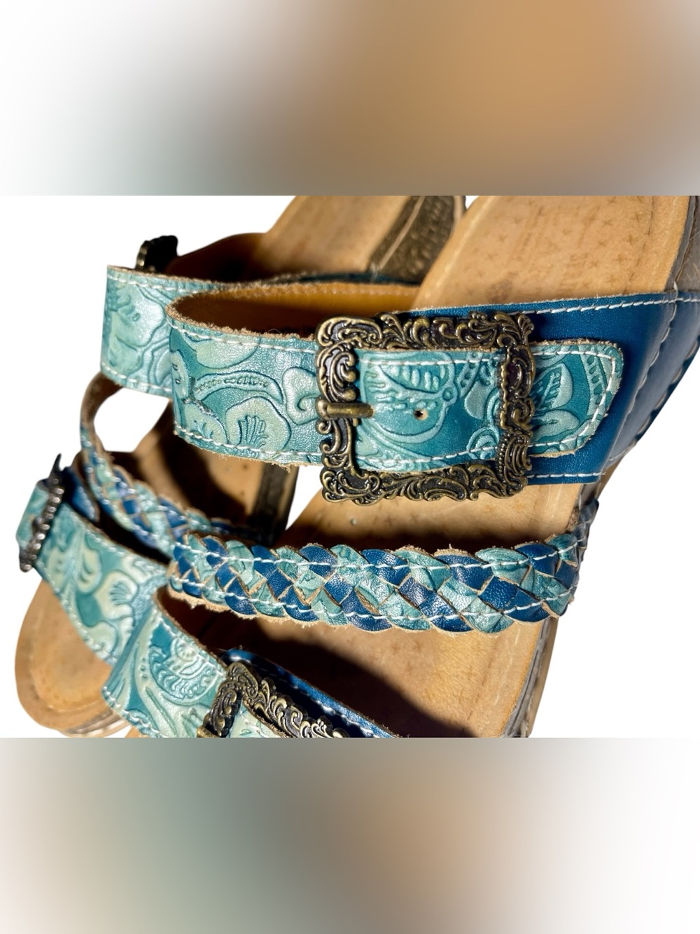 L’Artiste by Spring Step Women’s Astra Leather Slide Sandal Blue 7.5 38 - Picture 9 of 9
